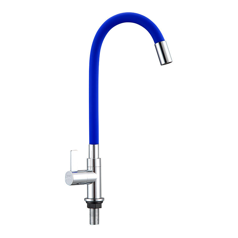 SCL012101 Blue sink vertical kitchen faucet with silicone rubber hose