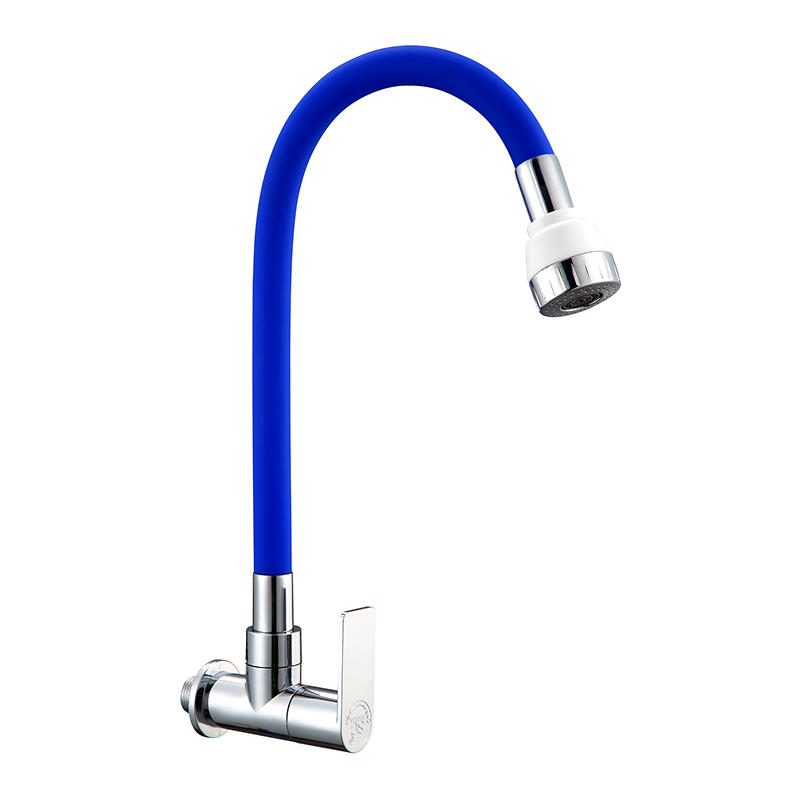 SWL022102 Blue long neck flexible pull down kitchen faucet