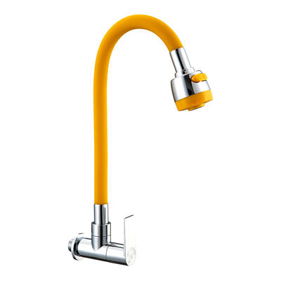 SWL032202 Yellow Ceramic Spool Silicone Kitchen Faucet With Yellow Single Slot